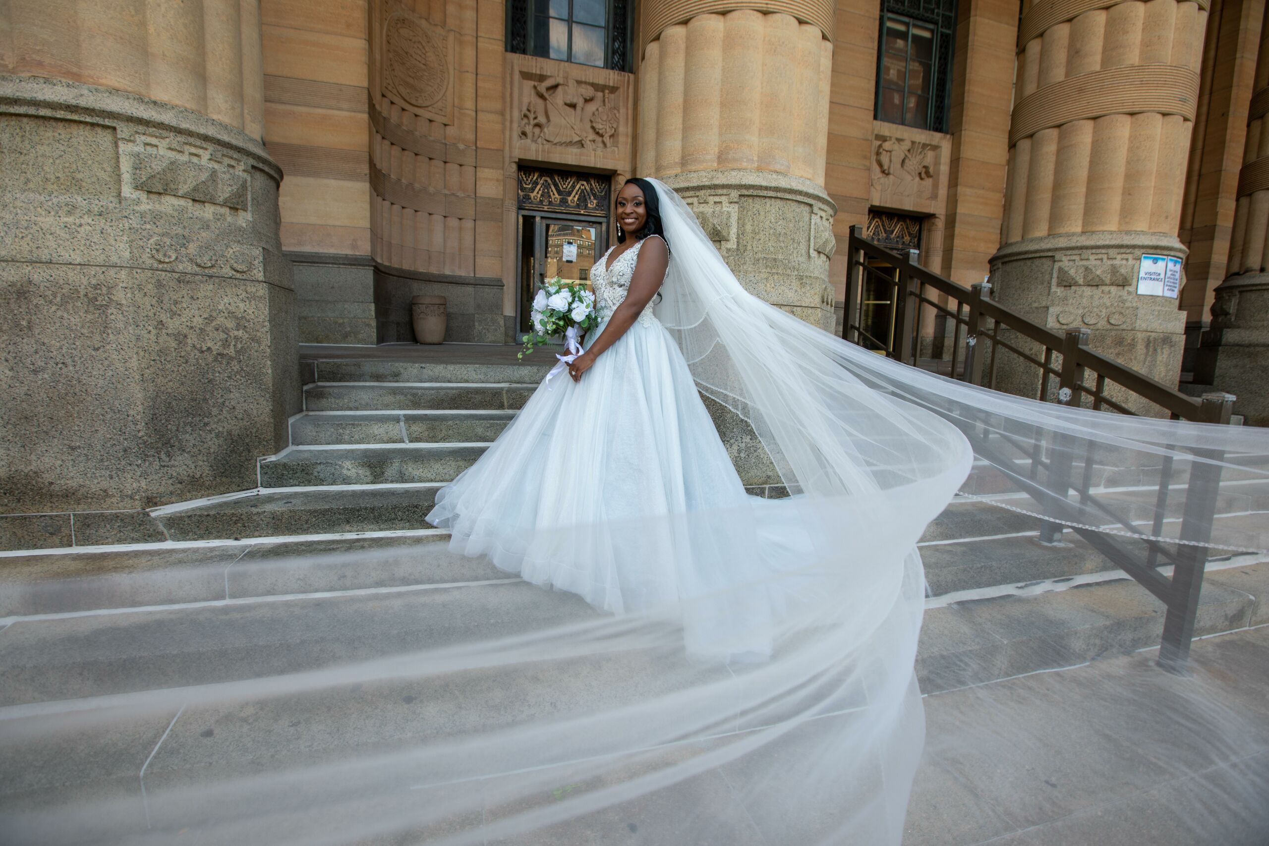 A large bridal veil